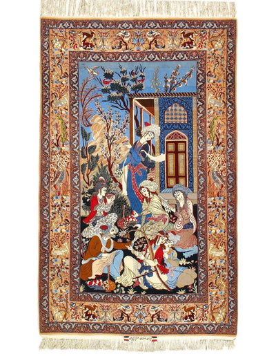 Canvello Multi color Silkroad Isfahan Silk & wool Rug - 5'3'' x 8'6'' - Canvello