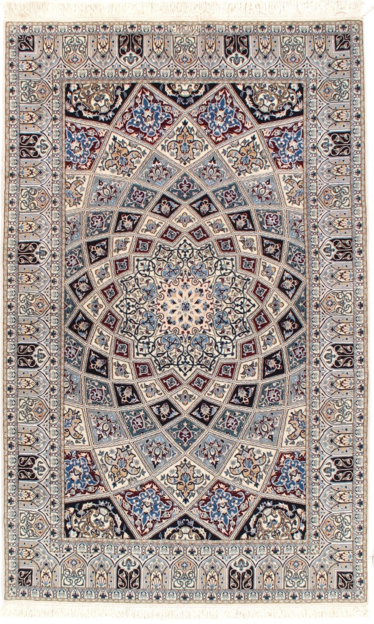 Canvello Multi color Silkroad Nain 6L silk & wool Rug - 5' X 8' - Canvello