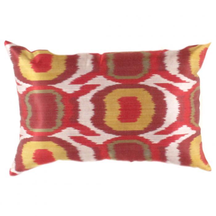 Turkish Multi Color Silk Ikat Pillow |  Red ikat Pillow | Canvello
