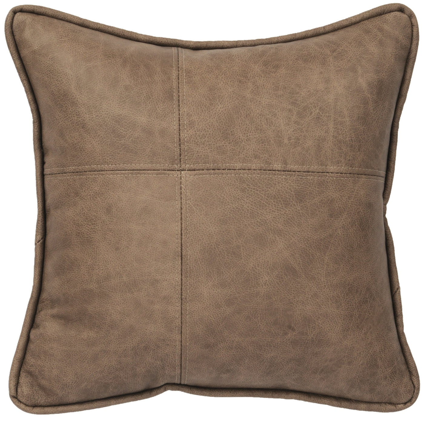 Canvello Mushroom Leather Button Pillow - Fabric Back - 16" x 16" - Canvello