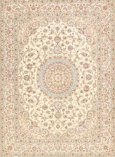 Canvello Nain Hand - Knotted Ivory And Gold Rug - 8'4" X 11'7" - Canvello