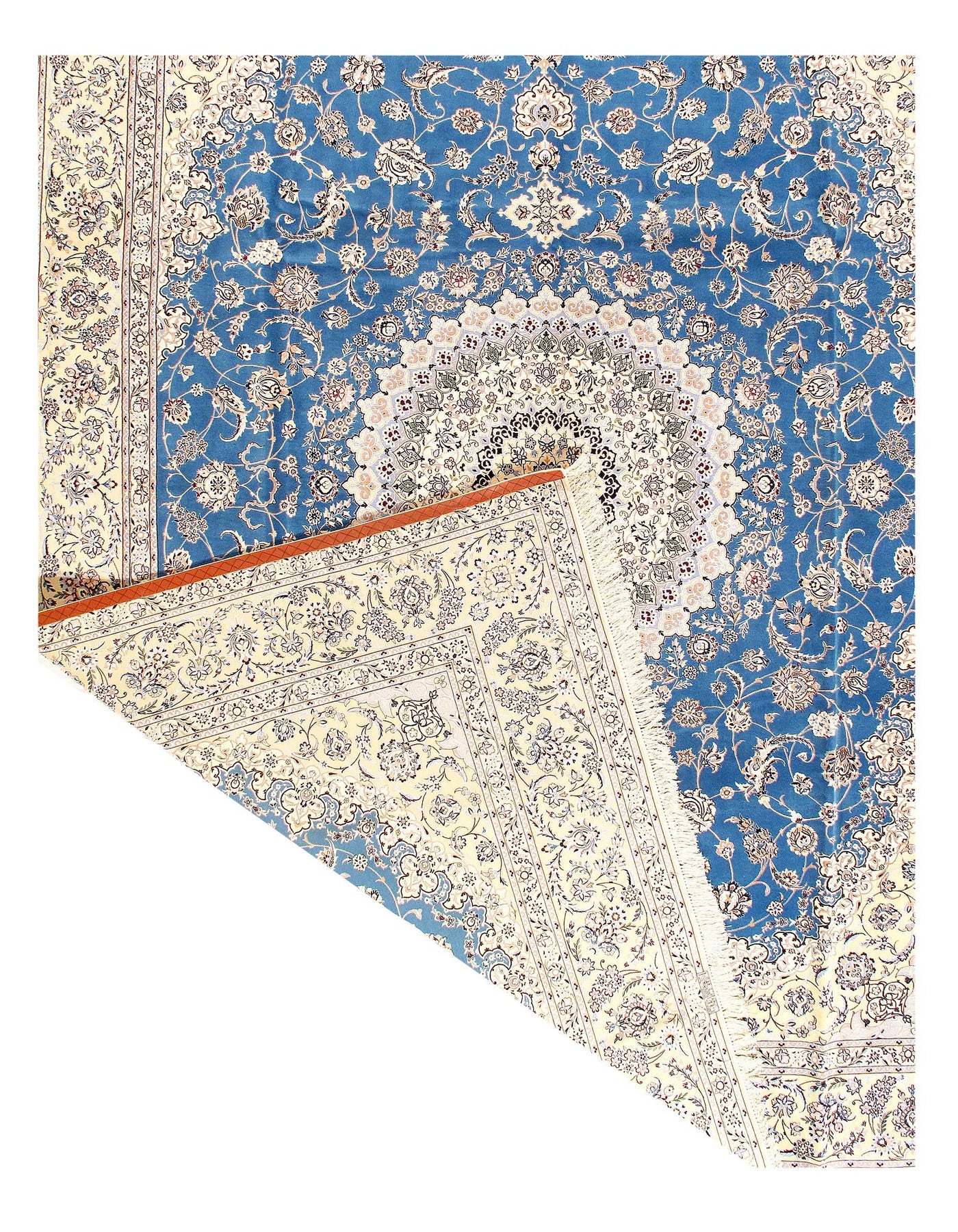 Canvello Nain Silk & Wool Blue Persian Rug - 10'2" x 13'3"