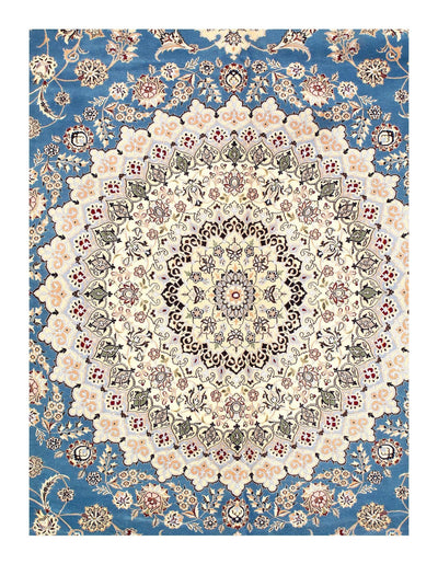 Canvello Nain Silk & Wool Blue Silkroad Rug - 10'2" x 13'3" - Canvello