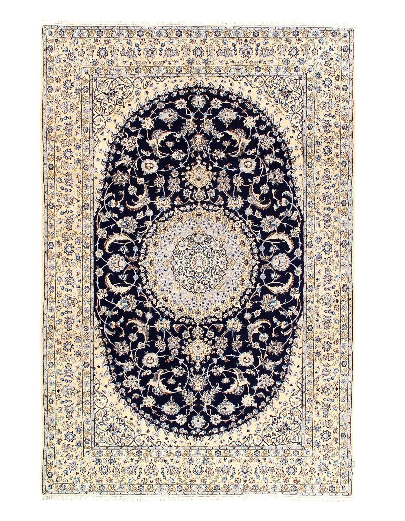 Canvello Nain Silk & Wool Modern Blue Rugs - 9 La - 6'8'' X 10'1'' - Canvello