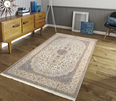 Canvello Nain Persian Blue And Ivory Area Rug - 8'6" X 12'