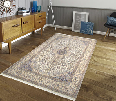 Canvello Nain Silkroad Blue And Ivory Area Rug - 8'6" X 12' - Canvello