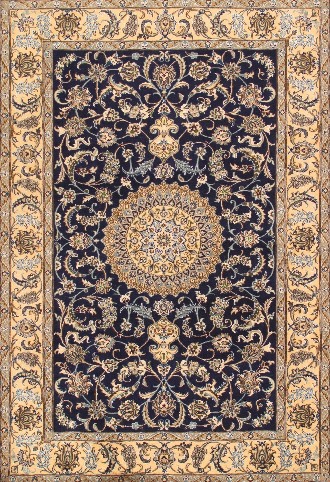 Canvello Nain Persian Rug Hand-Knotted Silk & Wool Area Rug- 6'5" X 9'9"