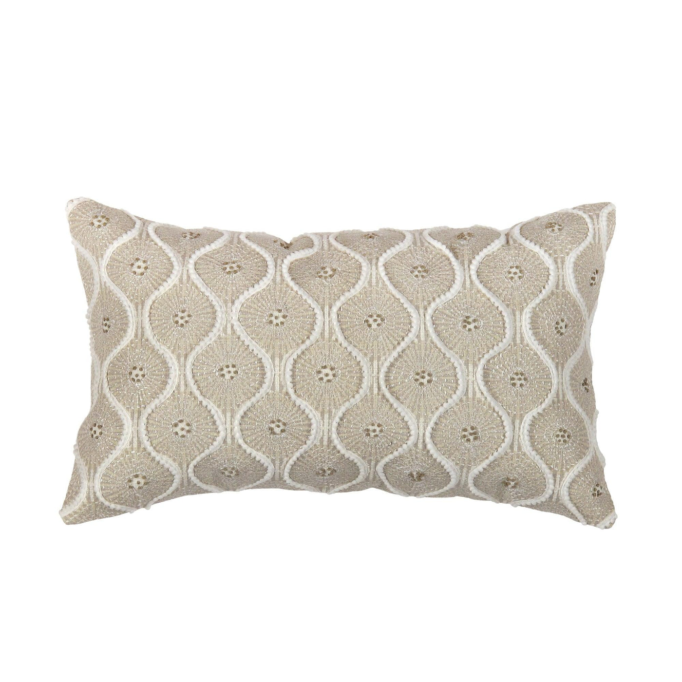 Canvello Naples Embroidered Pillow, Beige/Ivory - Canvello