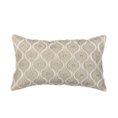 Canvello Naples Embroidered Pillow, Beige/Ivory - Canvello