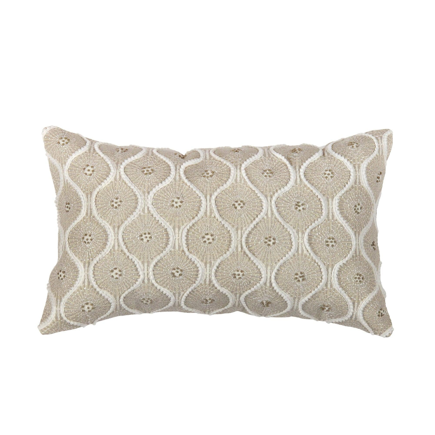 Canvello Naples Embroidered Pillow, Beige/Ivory