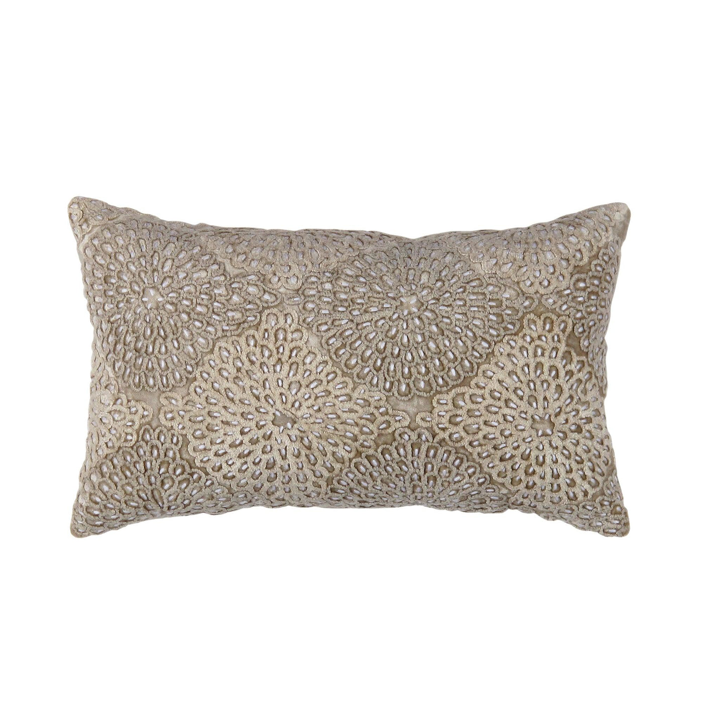 Canvello Naples Embroidered Pillow, Beige/Taupe