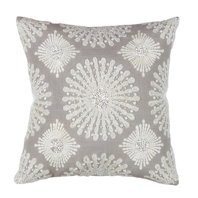 Canvello Naples Embroidered Pillow, Grey/Ivory - Canvello