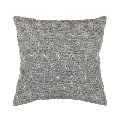 Canvello Naples Embroidered Pillow, Grey/Ivory - Canvello