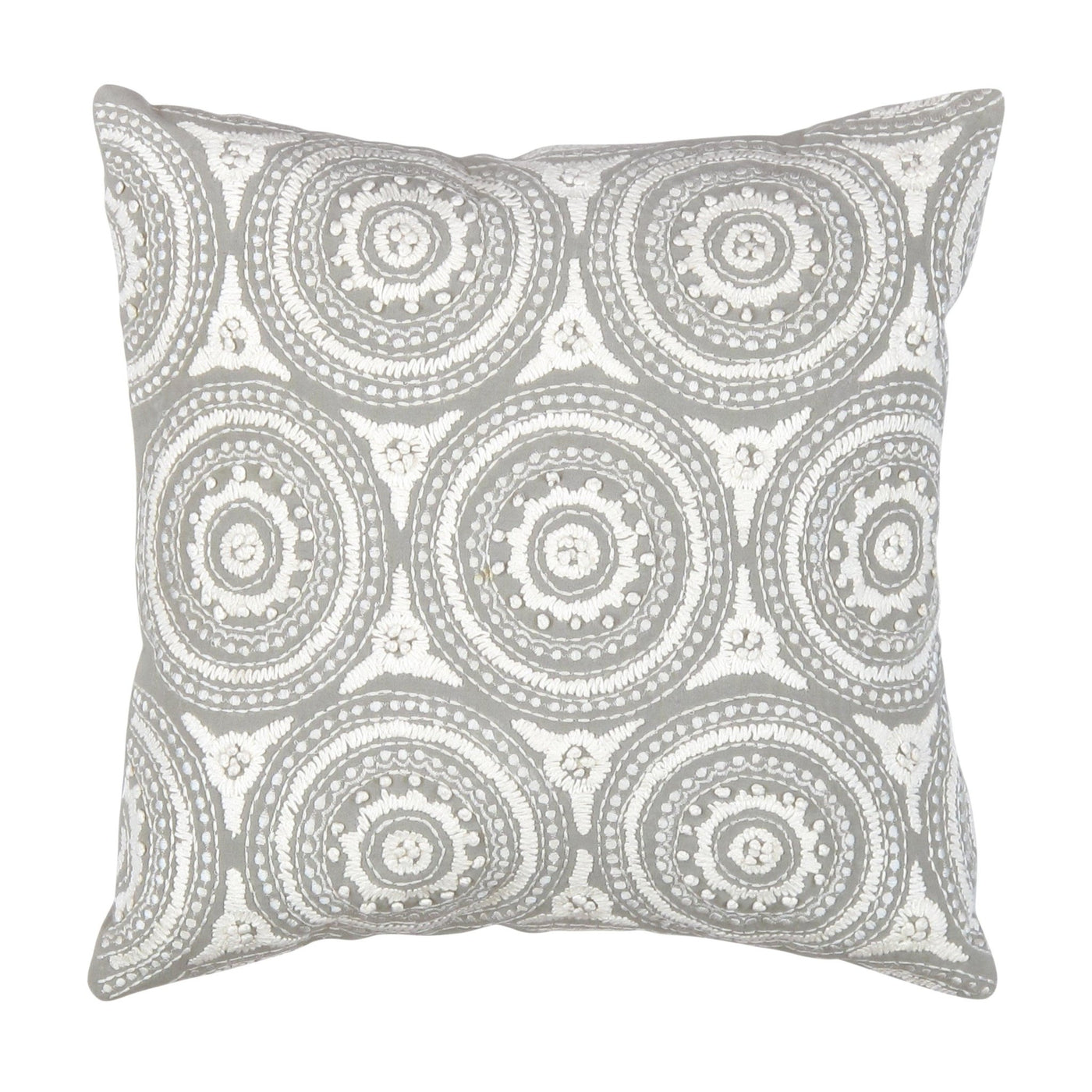 Canvello Naples Embroidered Pillow, Grey/Ivory - Canvello