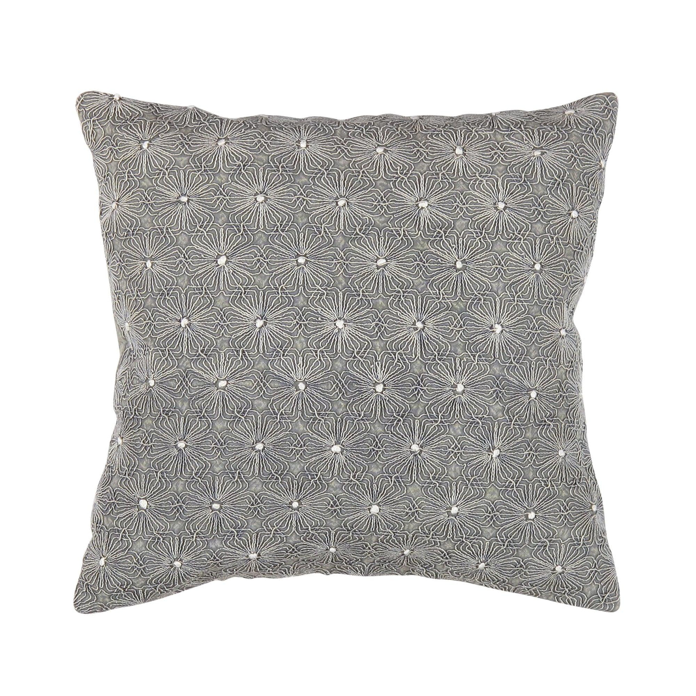 Canvello Naples Embroidered Pillow, Grey/Ivory