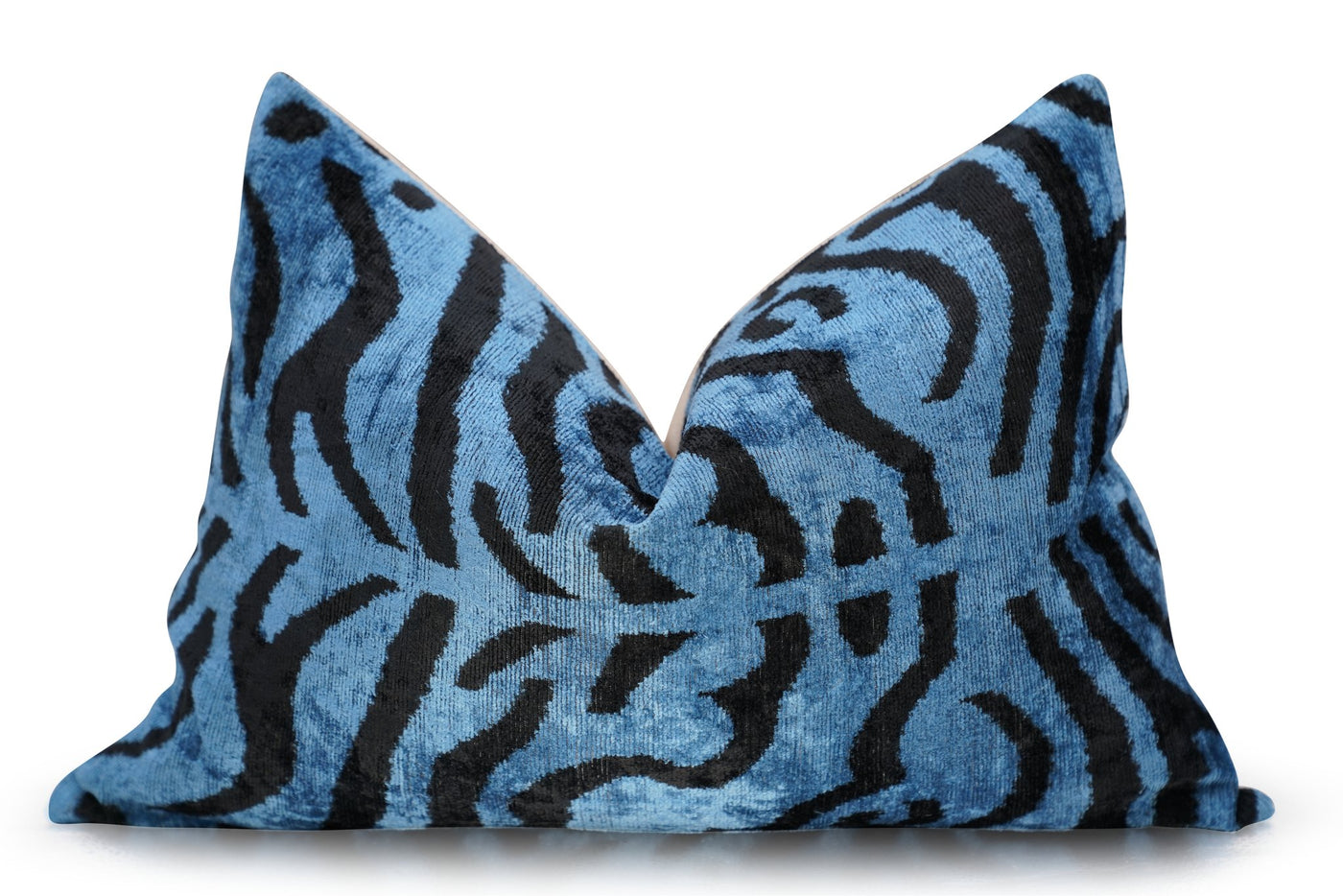 Canvello Naqvy Blue Luxury Tiger Print Throw Pillows | 16 x 24 in (40 x 60 cm) - Canvello