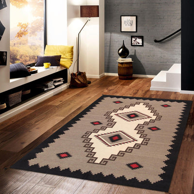 Canvello Navajo-Style Hand-Woven Wool Area Rug- 9'1" X 11'11"