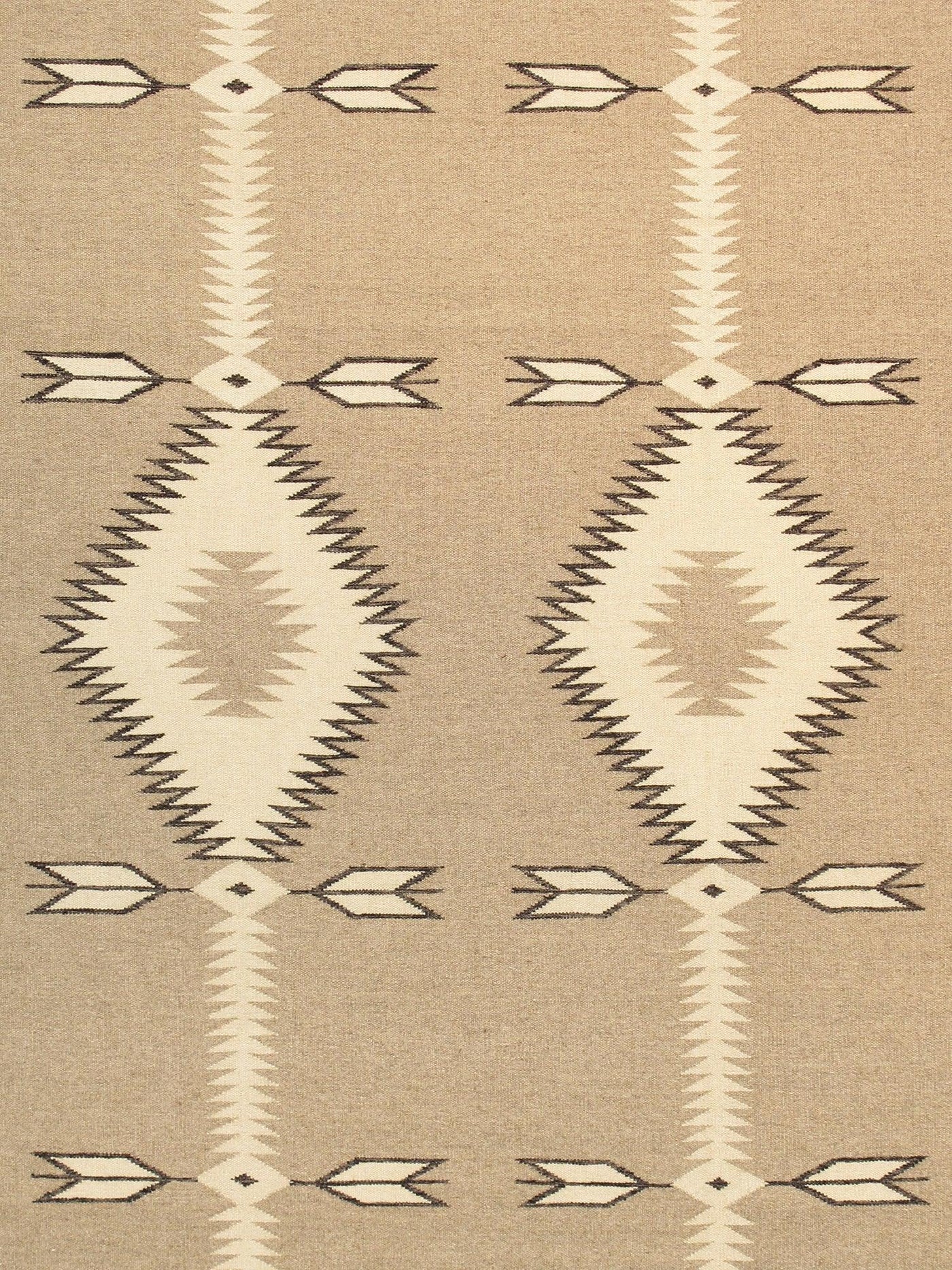 Canvello Navajo Style Hand-Woven Wool Beige Area Rug- 8'1" X 9'9"