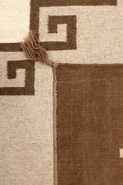 Canvello Navajo Style Hand - Woven Wool Beige Area Rug - 8'1" X 10' - Canvello