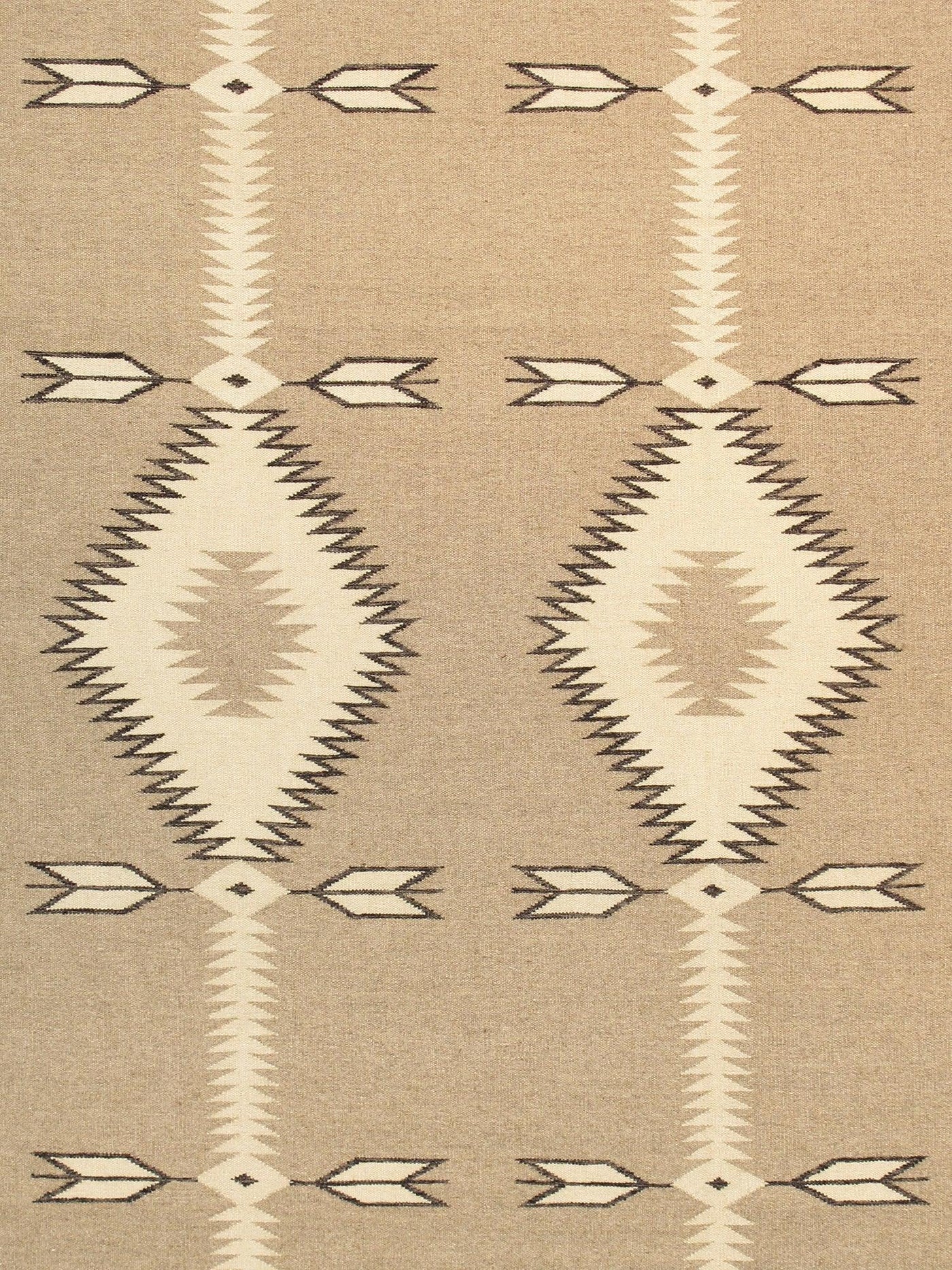 Canvello Navajo Style Hand - Woven Wool Beige Area Rug - 8'1" X 9'9" - Canvello