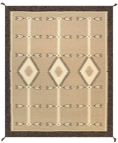 Canvello Navajo Style Hand - Woven Wool Beige Area Rug - 8'1" X 9'9" - Canvello