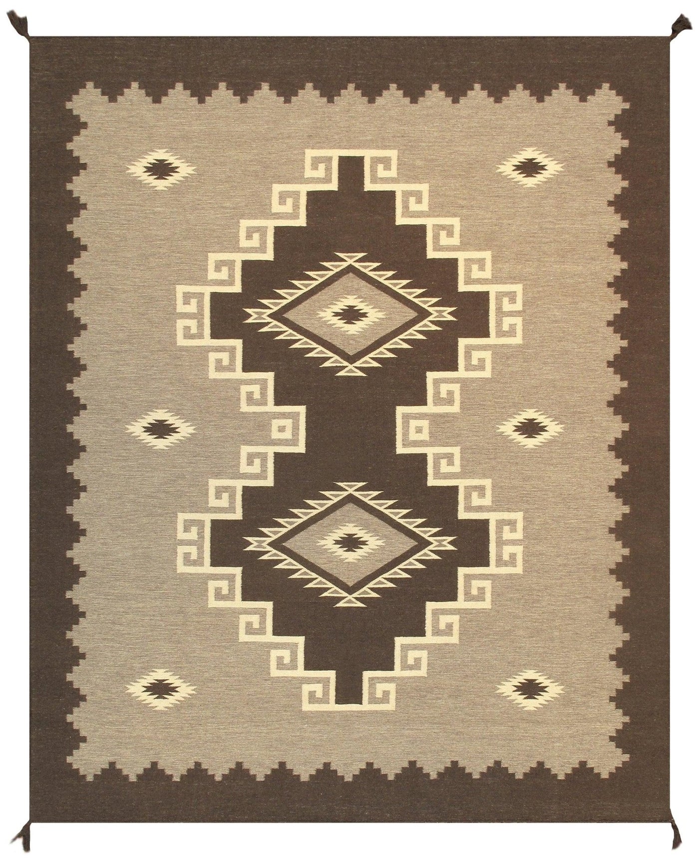 Canvello Navajo Style Hand - Woven Wool Brown Area Rug - 8' X 9'10" - Canvello