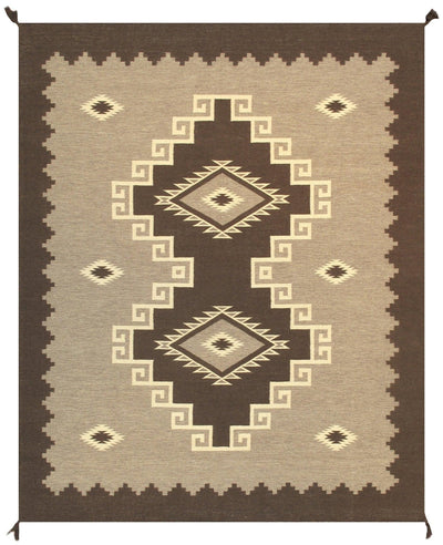 Canvello Navajo Style Hand - Woven Wool Brown Area Rug - 8' X 9'10" - Canvello