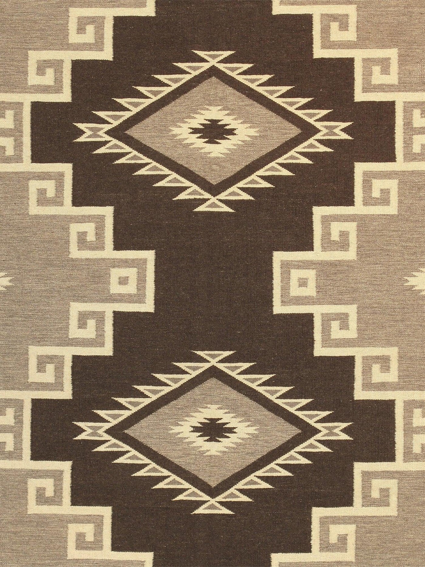 Canvello Navajo Style Hand - Woven Wool Brown Area Rug - 8' X 9'10" - Canvello