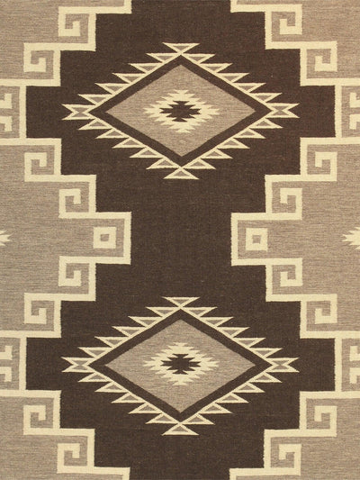 Canvello Navajo Style Hand - Woven Wool Brown Area Rug - 8' X 9'10" - Canvello