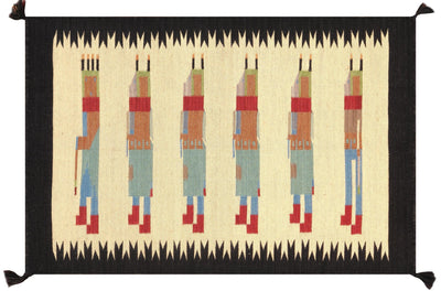 Canvello Navajo Style Hand-Woven Wool Ivory Area Rug- 2'7" X 3'11"