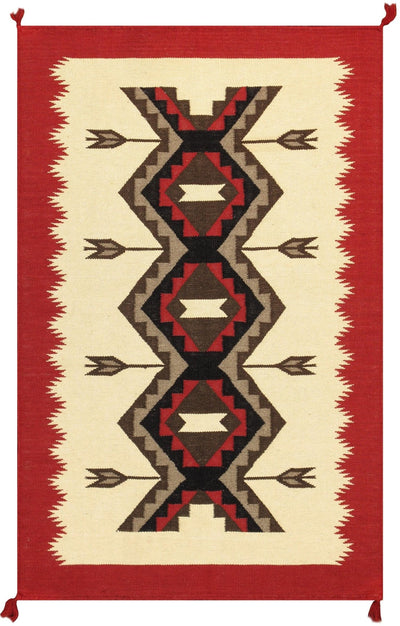 Canvello Navajo Style Hand - Woven Wool Ivory Area Rug - 3'1" X 4'11" - Canvello