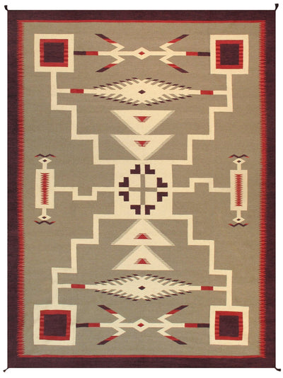 Canvello Navajo Style Hand-Woven Wool Light Brown Area Rug- 8'11" X 12'