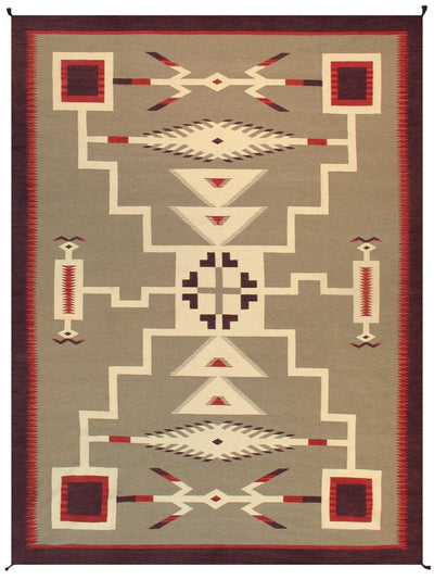 Canvello Navajo Style Hand - Woven Wool Light Brown Area Rug - 8'11" X 12' - Canvello