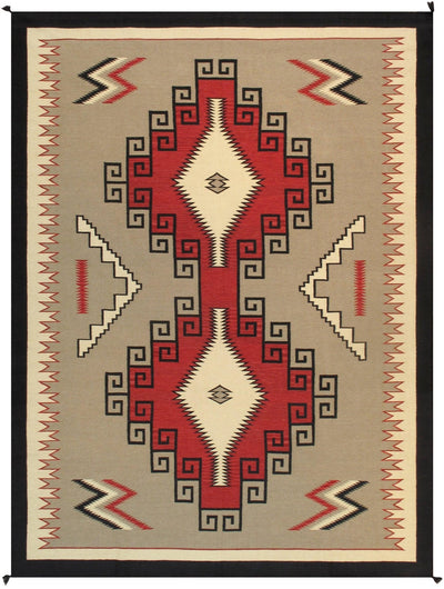 Canvello Navajo Style Hand - Woven Wool Light Brown Area Rug - 9' X 12'1" - Canvello