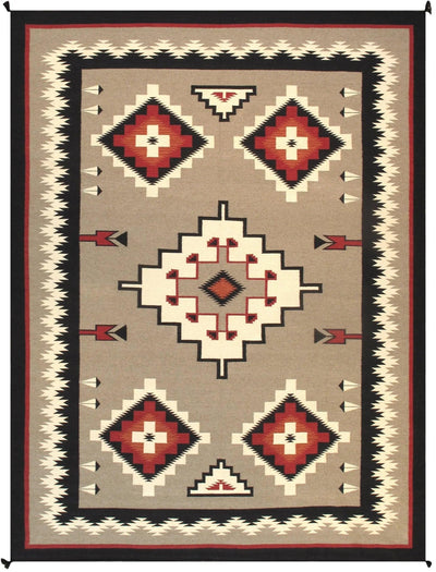 Canvello Navajo Style Hand - Woven Wool Mocha Area Rug - 10' X 13'7" - Canvello