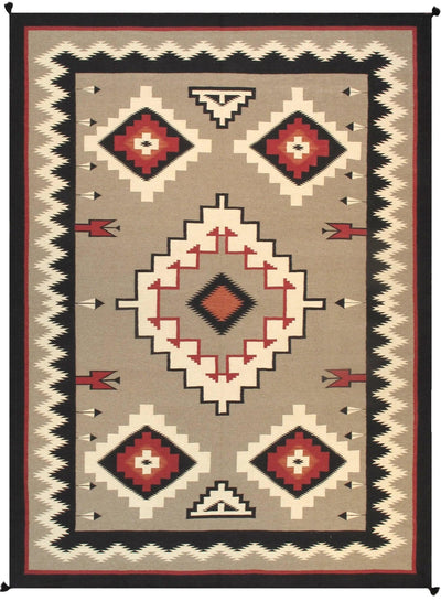 Canvello Navajo Style Hand - Woven Wool Mocha Area Rug - 10'1" X 13'7" - Canvello