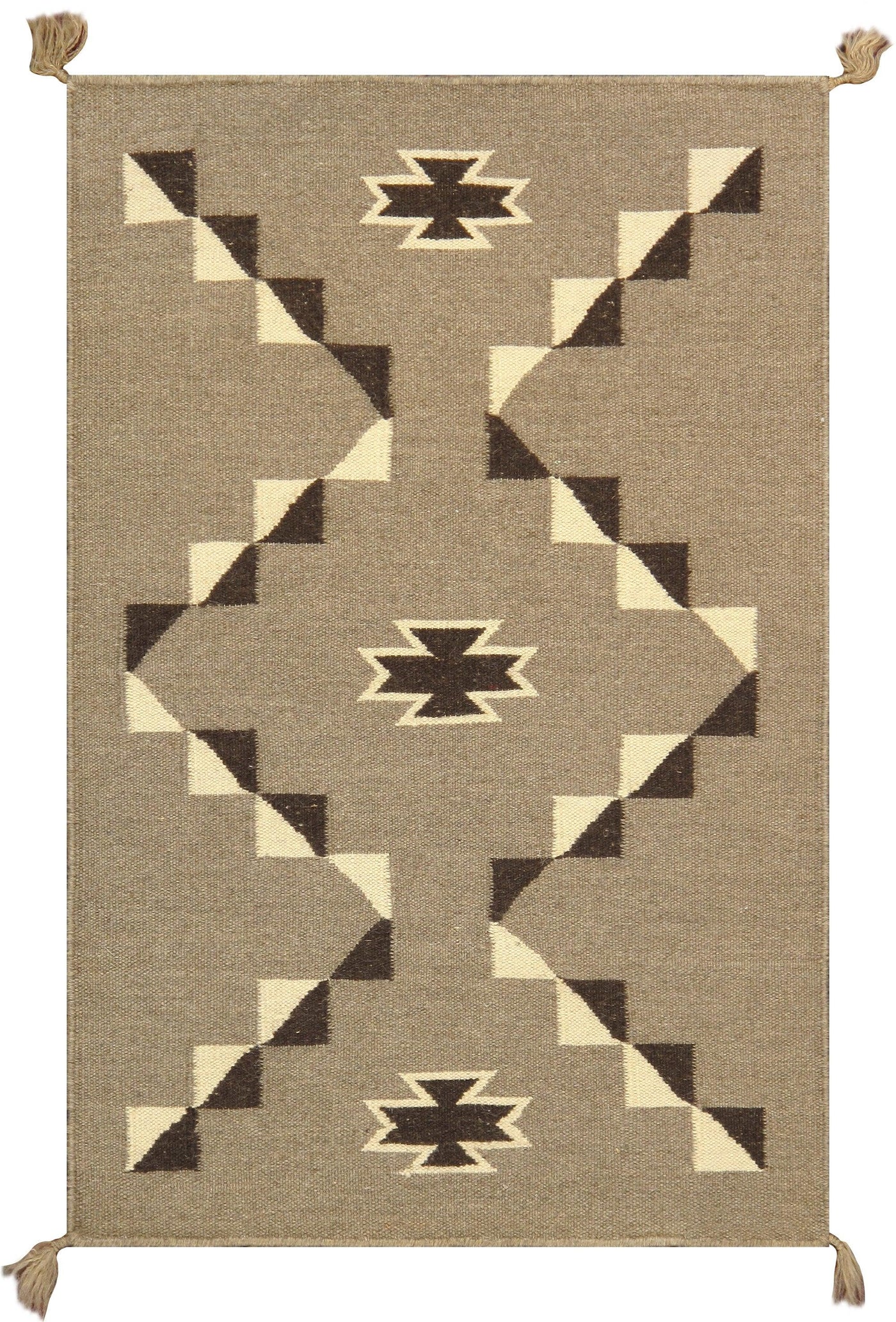 Canvello Navajo Style Hand-Woven Wool Mocha Area Rug- 2'1" X 3'1"