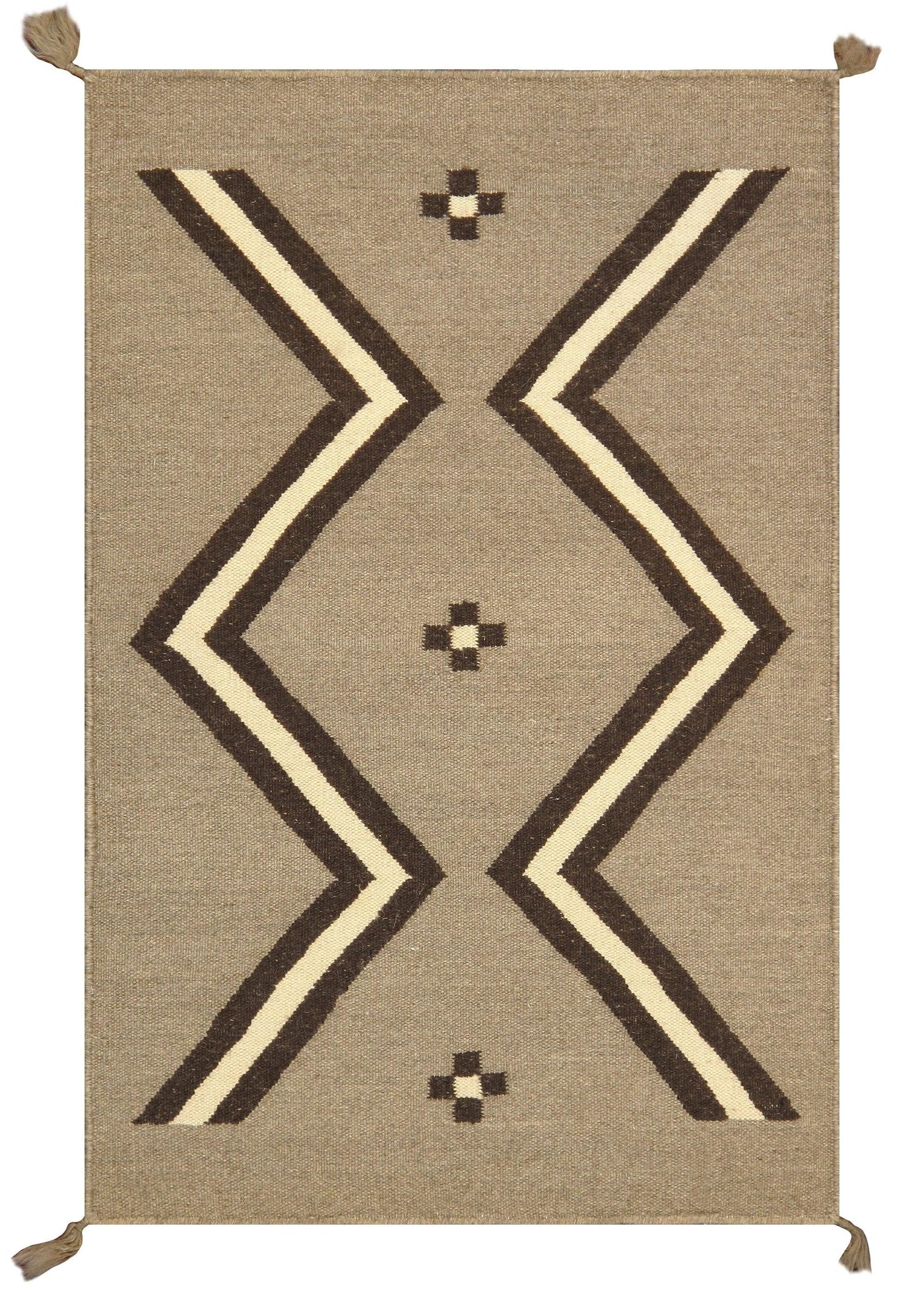 Canvello Navajo Style Hand-Woven Wool Mocha Area Rug- 2' X 3'1"