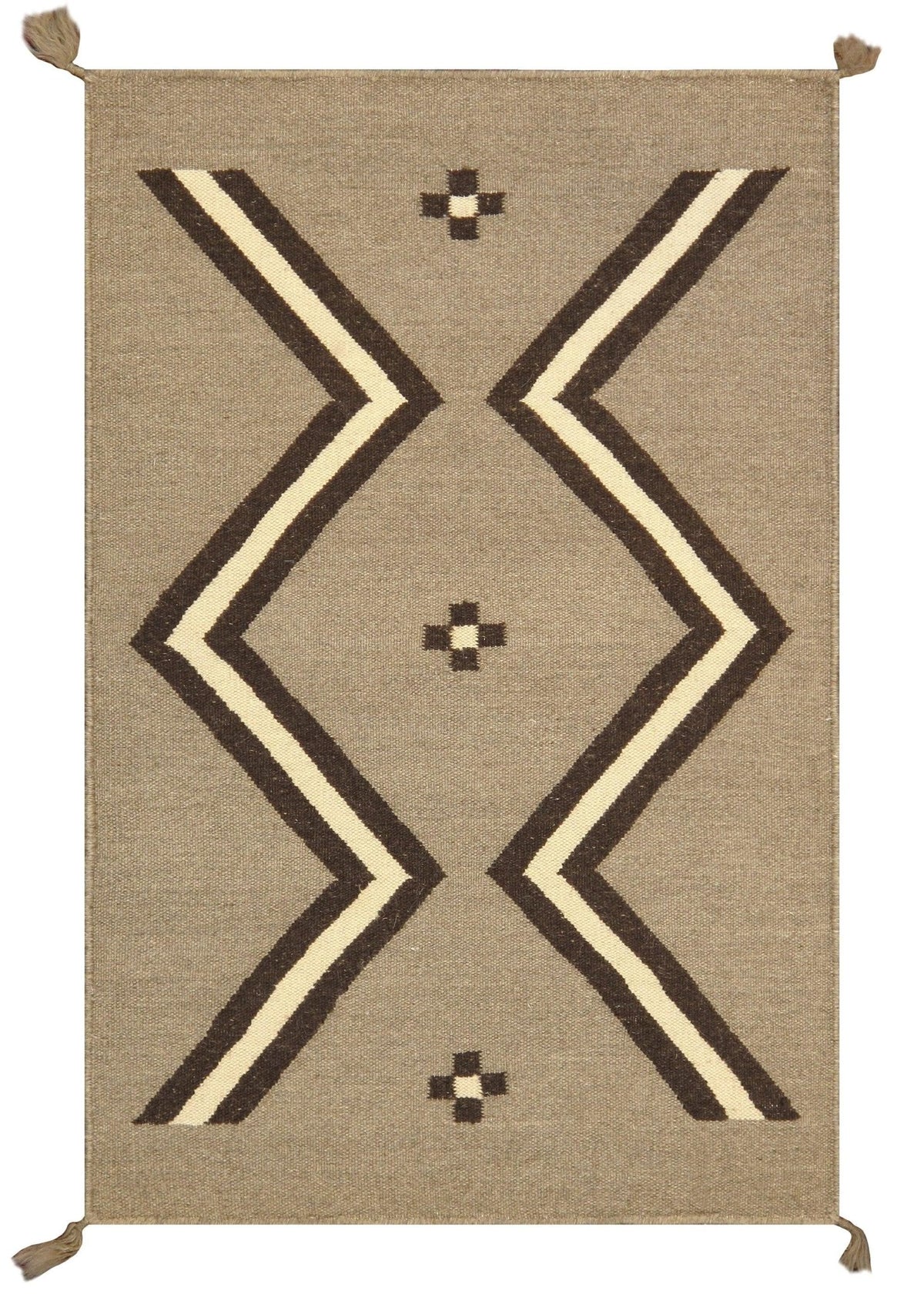 Canvello Navajo Style Hand-Woven Wool Mocha Area Rug- 2' X 3'1"