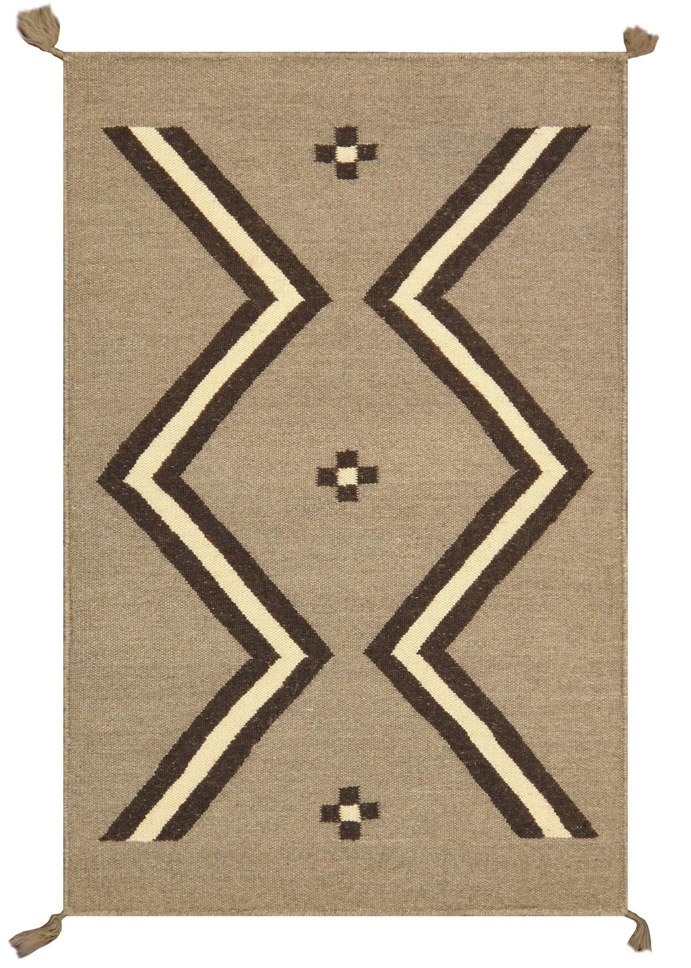 Canvello Navajo Style Hand - Woven Wool Mocha Area Rug - 2' X 3'1" - Canvello