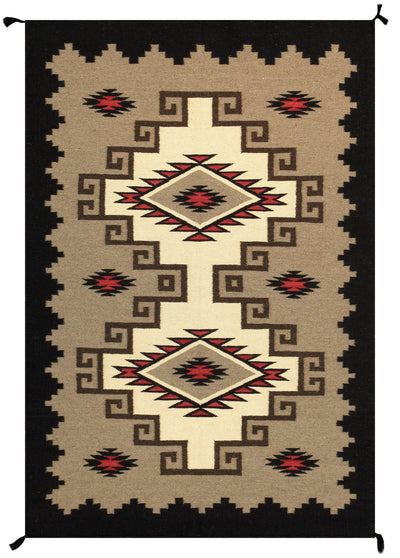 Canvello Navajo Style Hand-Woven Wool Mocha Area Rug- 3'11" X 5'11"