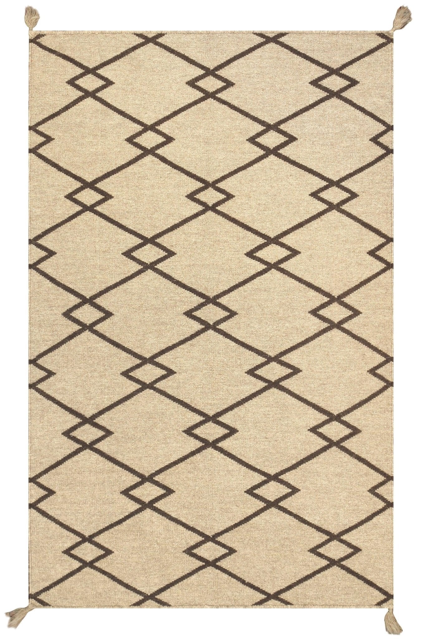 Canvello Navajo Style Hand - Woven Wool Mocha Area Rug - 3'1" X 4'10" - Canvello