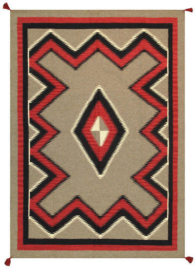 Canvello Navajo Style Hand-Woven Wool Mocha Area Rug- 4'11" X 7'