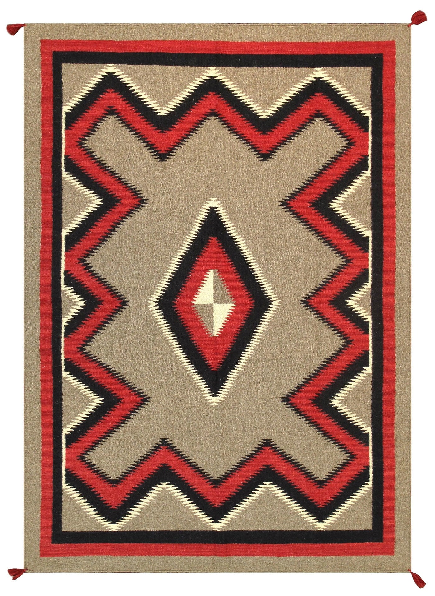 Canvello Navajo Style Hand-Woven Wool Mocha Area Rug- 4'11" X 7'
