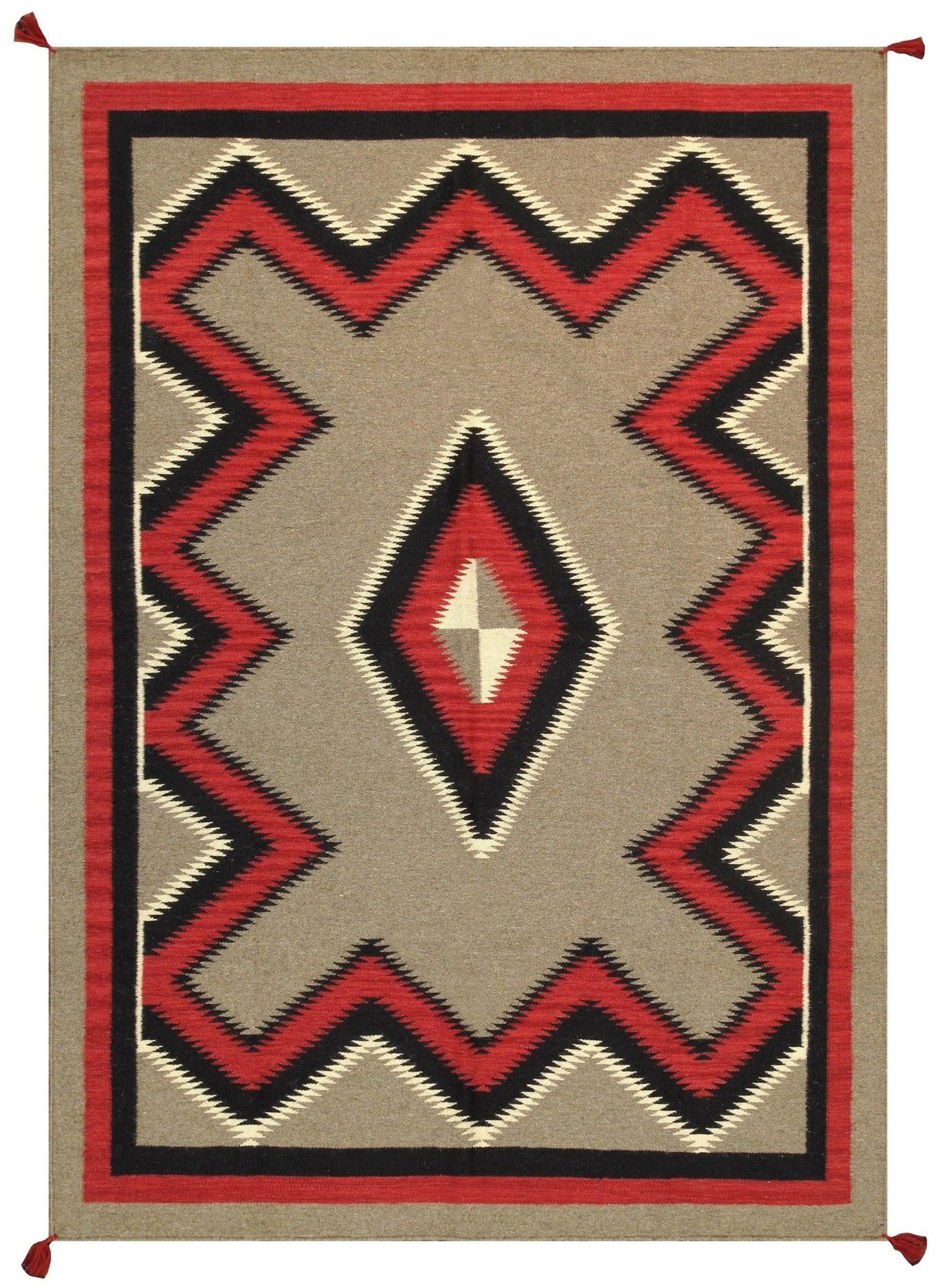 Canvello Navajo Style Hand - Woven Wool Mocha Area Rug - 4'11" X 7' - Canvello