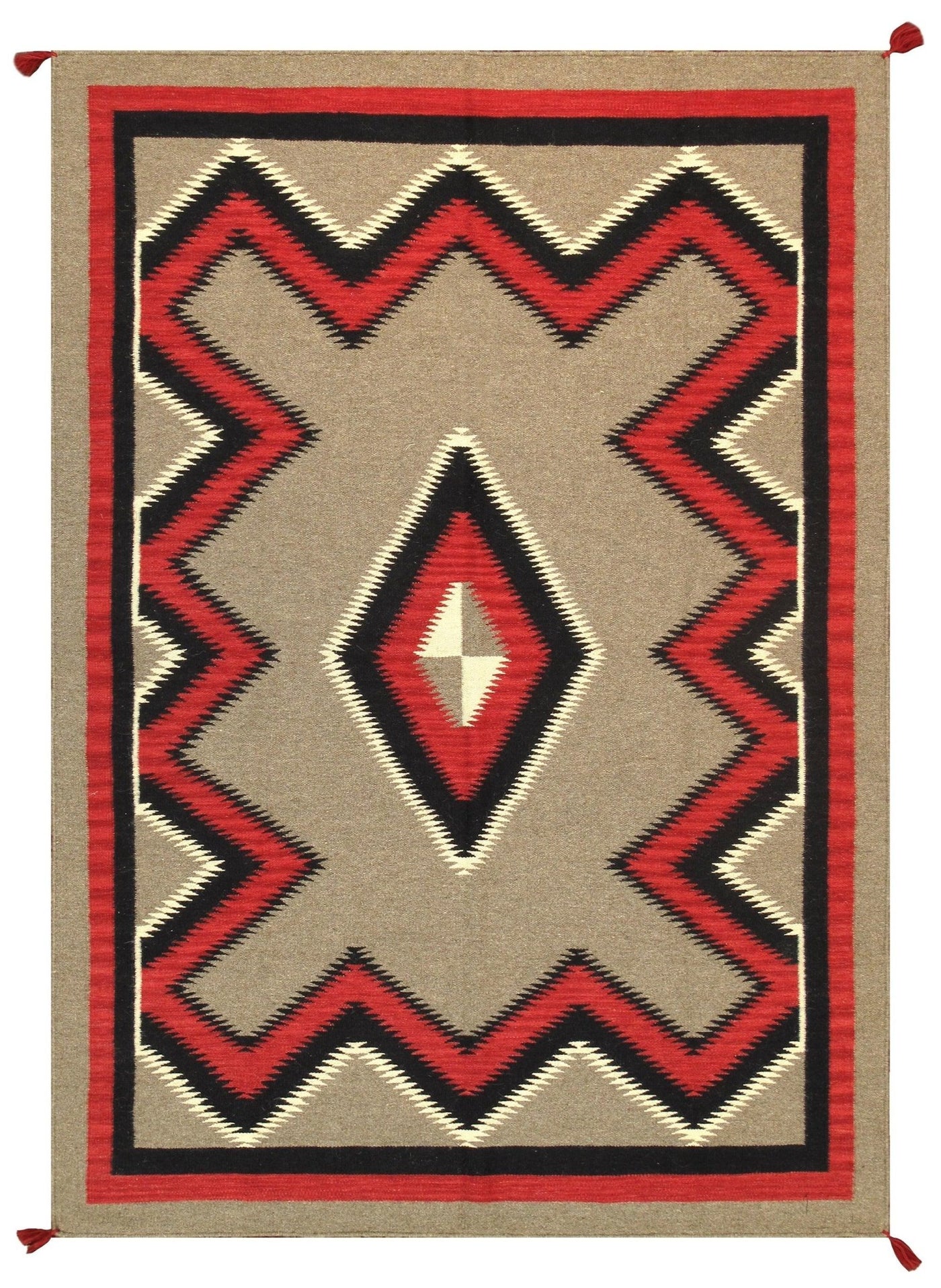 Canvello Navajo Style Hand - Woven Wool Mocha Area Rug - 4'11" X 7' - Canvello