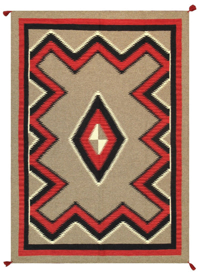 Canvello Navajo Style Hand - Woven Wool Mocha Area Rug - 4'11" X 7' - Canvello