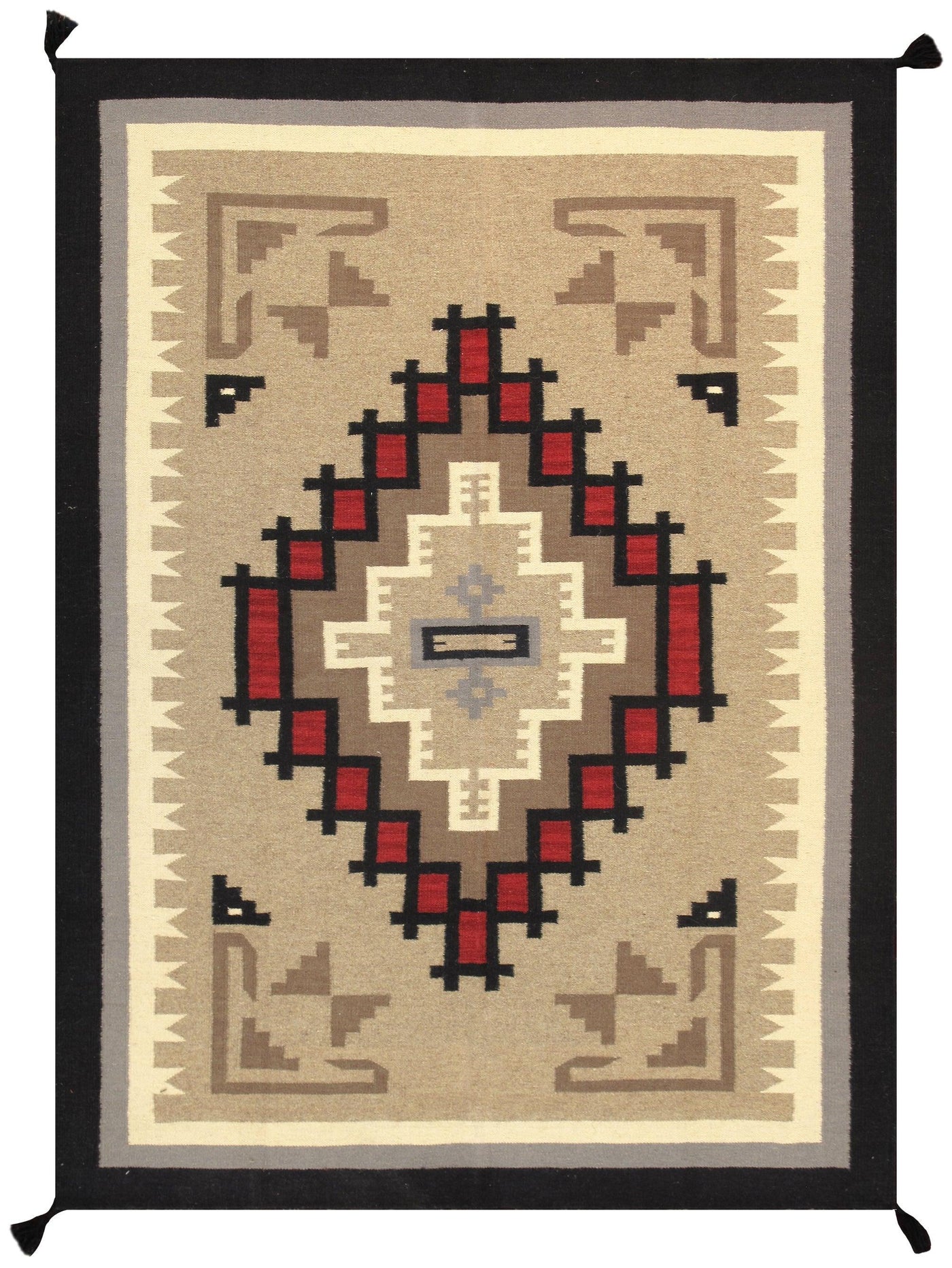 Canvello Navajo Style Hand-Woven Wool Mocha Area Rug- 5'1" X 7'