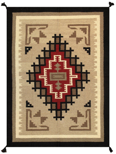 Canvello Navajo Style Hand-Woven Wool Mocha Area Rug- 5'2" X 7'