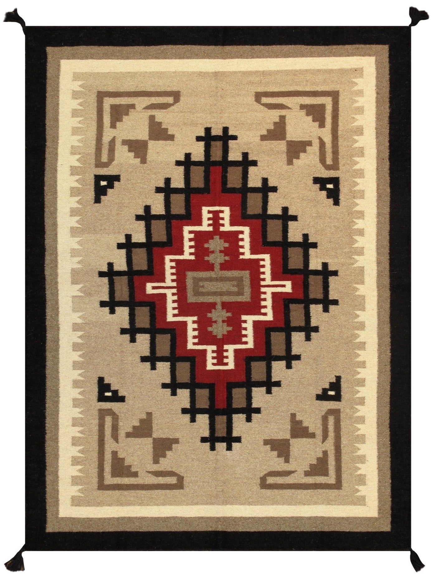 Canvello Navajo Style Hand - Woven Wool Mocha Area Rug - 5'2" X 7' - Canvello